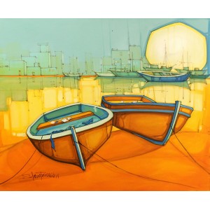 Salman Farooqi, 30 x 36 Inch, Acrylic on Canvas, Seascape Painting, AC-SF-210